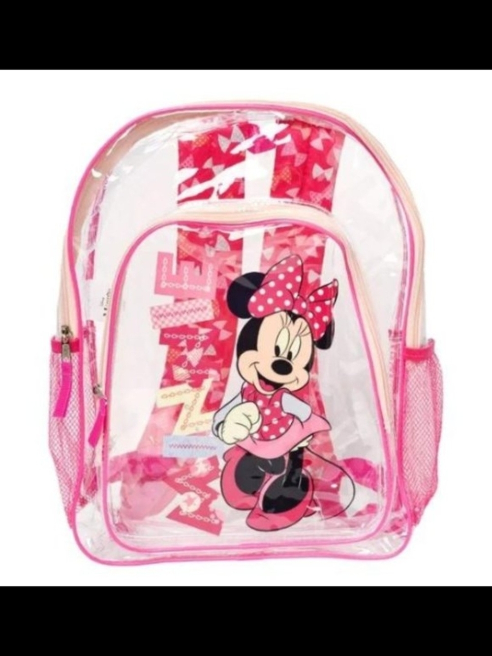 Disney Pink Minnie Mouse Clear School Backpack